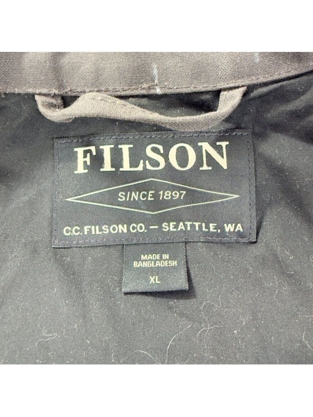 CC Filson Tin Cloth Short Lined Cruiser Jacket Mens XL Black Waxed Canvas - Picture 2 of 16